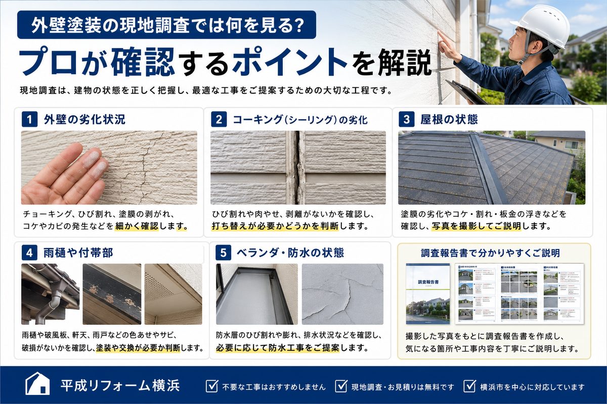 外壁塗装の現地調査では何を見る？プロが確認するポイントを解説【横浜市】